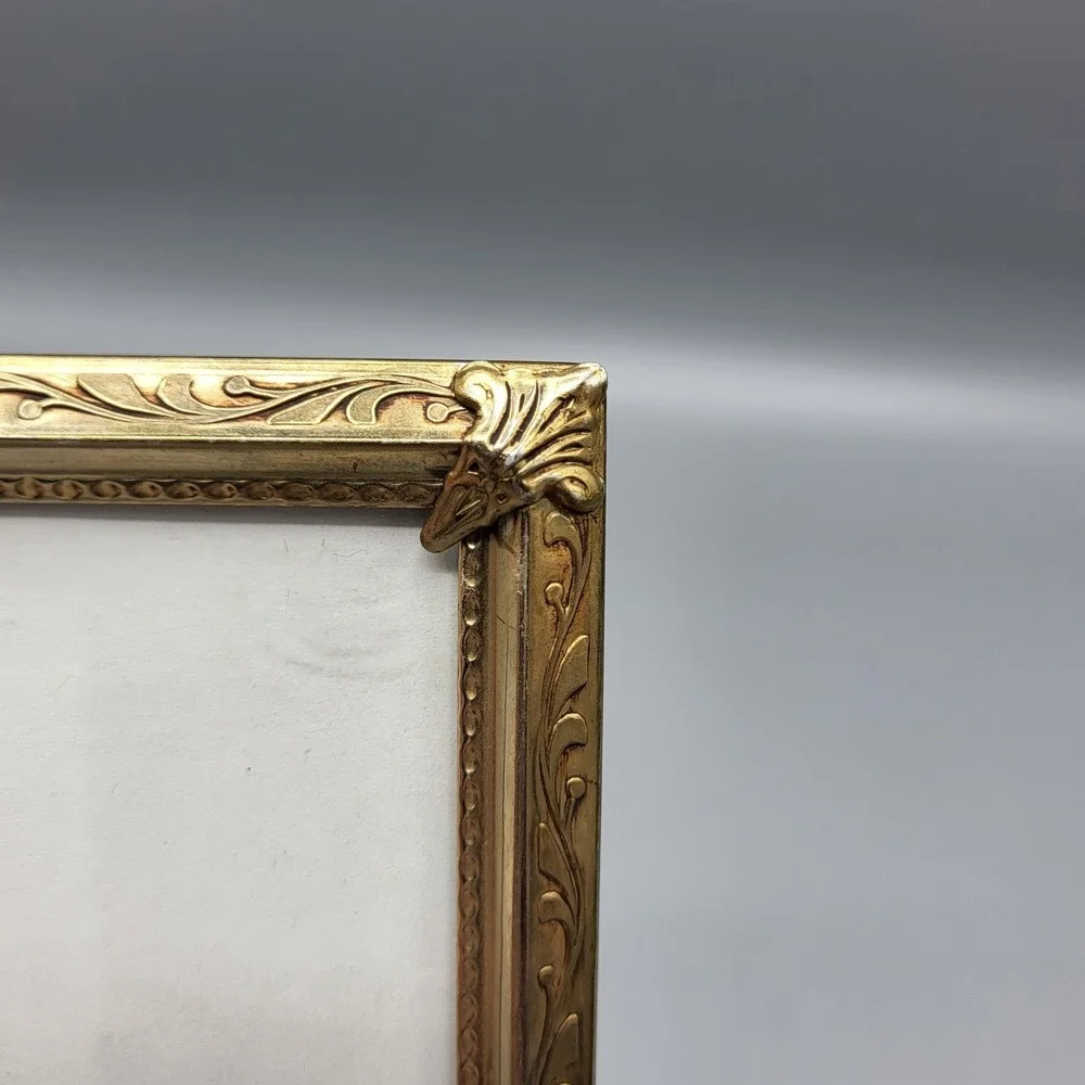 Vintage Picture Frame 8x10 Ornate Filigree Scrollwork Gold Tone Shelf Decor